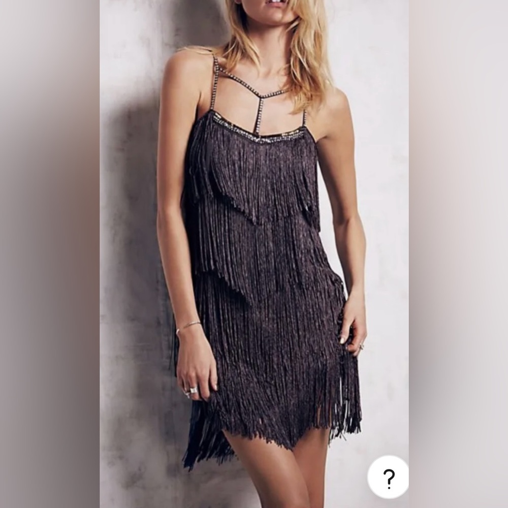 Free People Sparkle And Swing Fringe Gatsby Dress Size 0